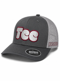 TCC Trucker Cap – Grey / Red Outline Bubble Logo