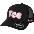 TCC Trucker Cap – Black / Burgundy Outline Bubble Logo